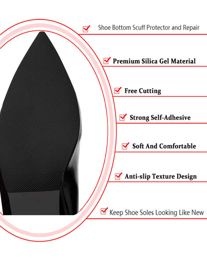 CZBYXA12 Black Shoe Sole Protector, Anti Slip Shoe Grips on Bottom of Shoes - Self-Adhesive Sole Guard & Bottom Protector - Non-Slip Shoe Pads for High Heels, Leather Shoes (6"x4", Black-2 Pairs)