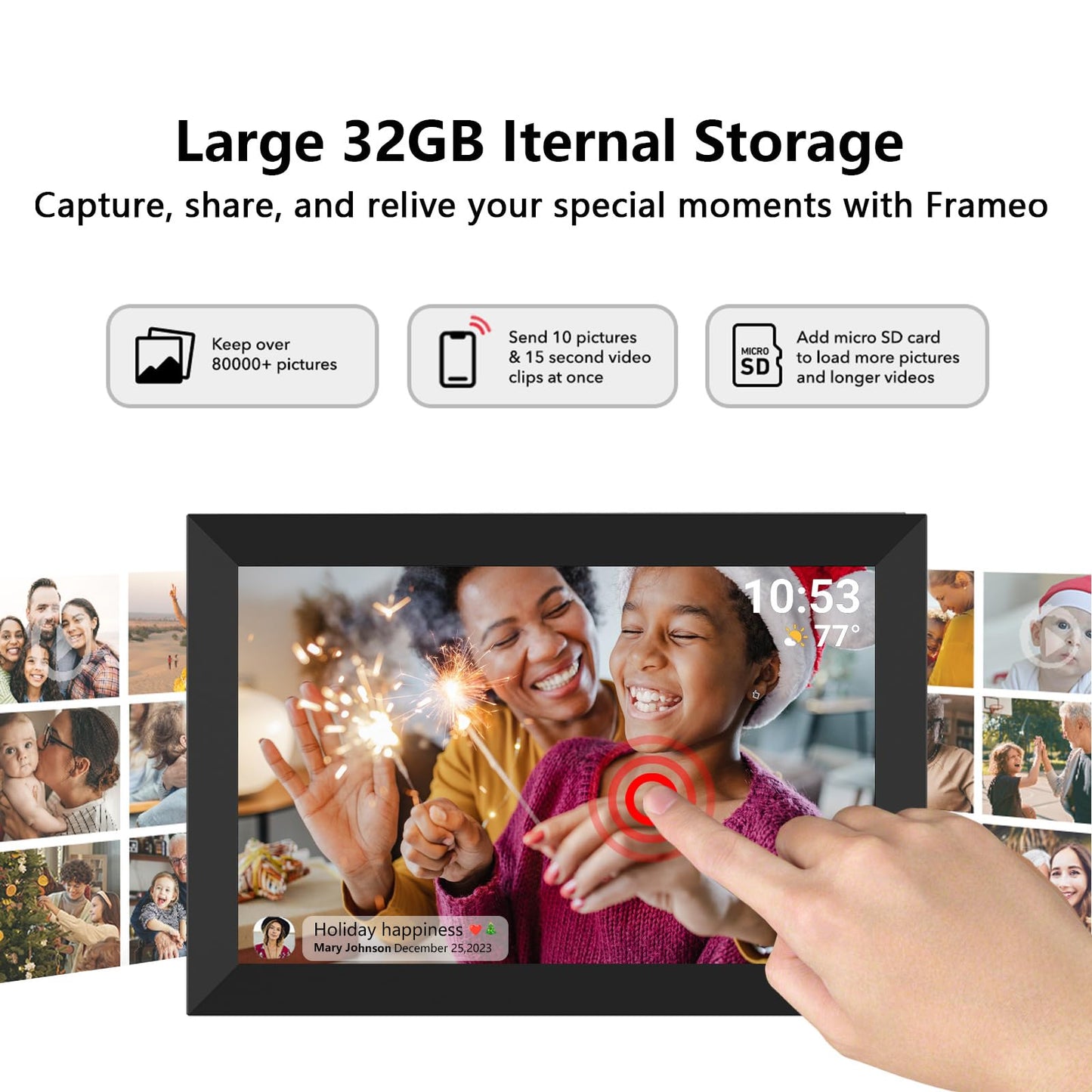 FRAMEO Marco de Fotos Digital Inteligente WiFi de 10.1 Pulgadas (32GB)