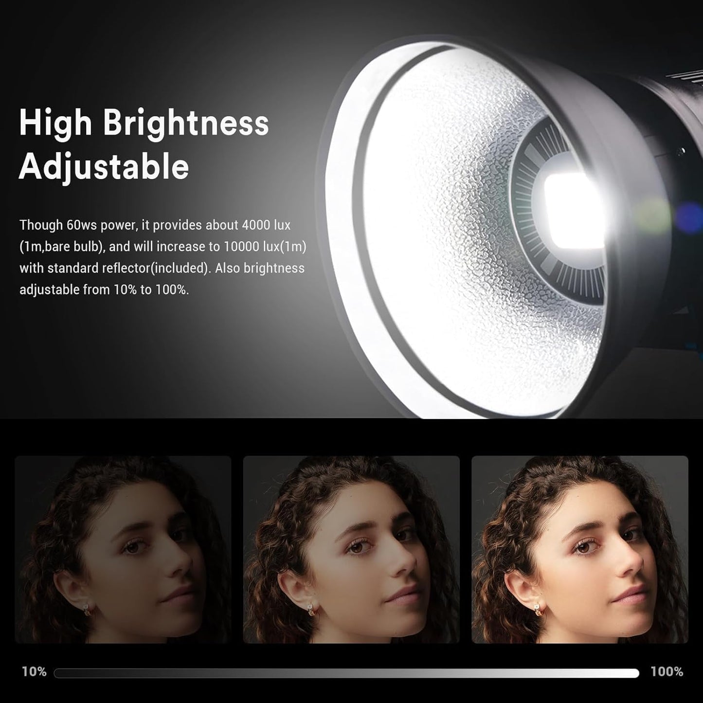 Godox SL-60W SL60W Daylight Led Video Light, 5600K Bright Studio Led Light, CRI95+Qa>90,Wirelessly Adjust Brightness,Bowens Mount LED Continuous Light for Video Recording Wedding Outdoor Photography