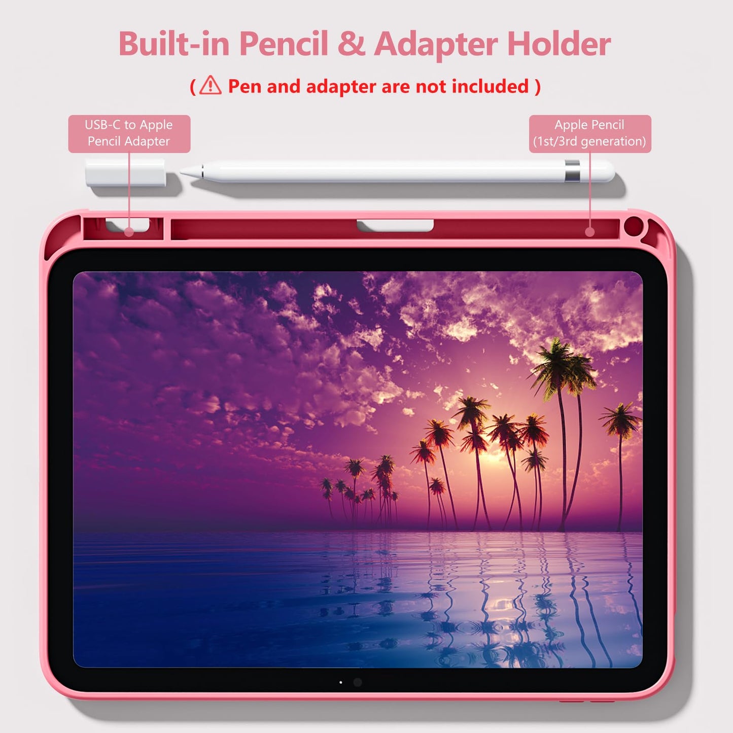 Wenlaty Funda Protectora Plegable para iPad (Rosa Sandía)