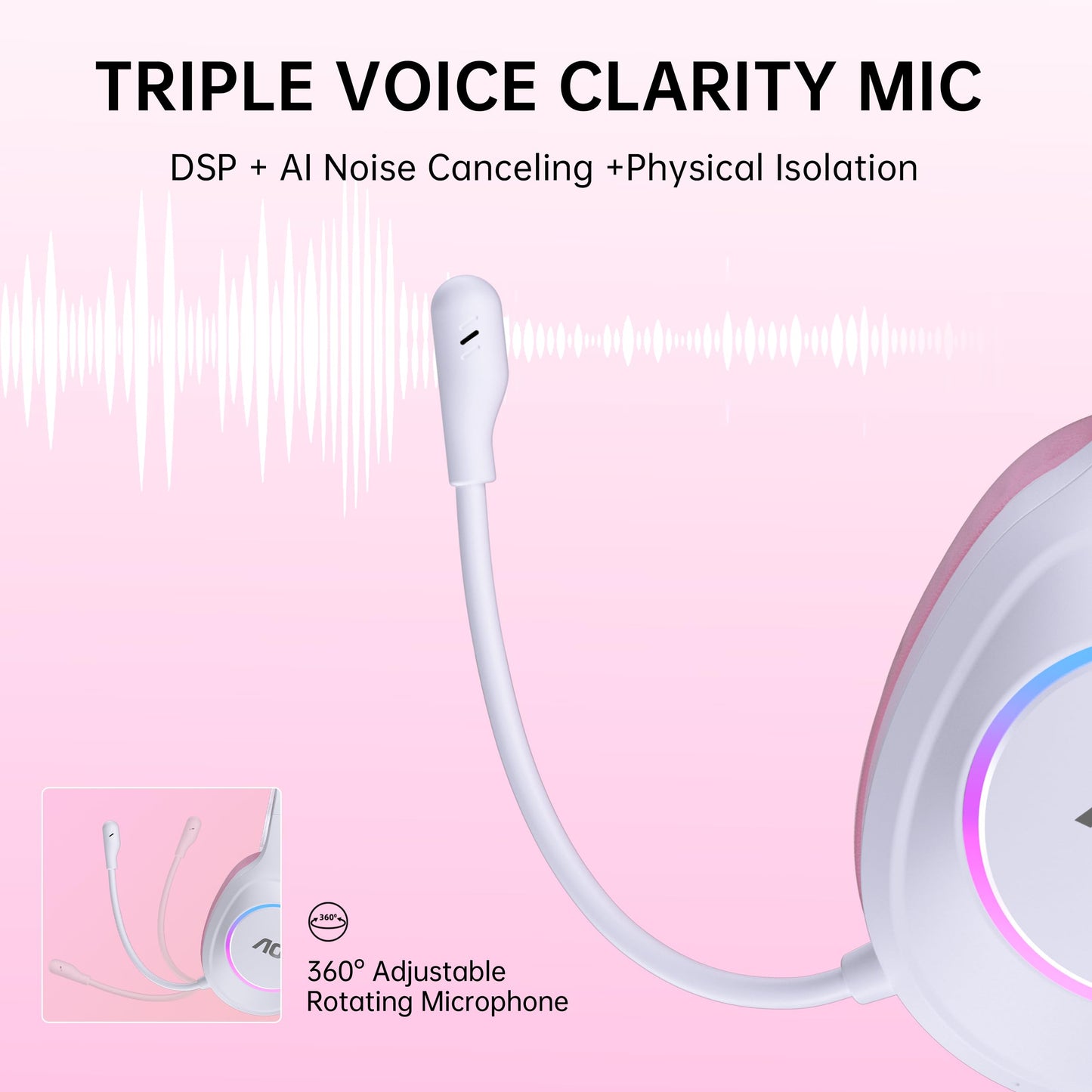 AOC Auriculares Inalámbricos para Juegos (Rosa)