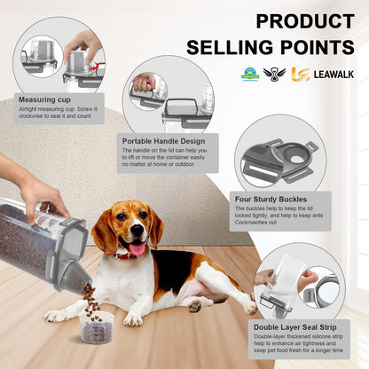 LEAWALK Contenedor de Almacenamiento de Comida para Mascotas (3 Qt / Negro Transparente)