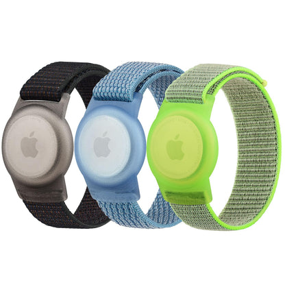 Pulseras de Nailon para AirTag (Paquete de 3 / Negro, Azul, Verde)