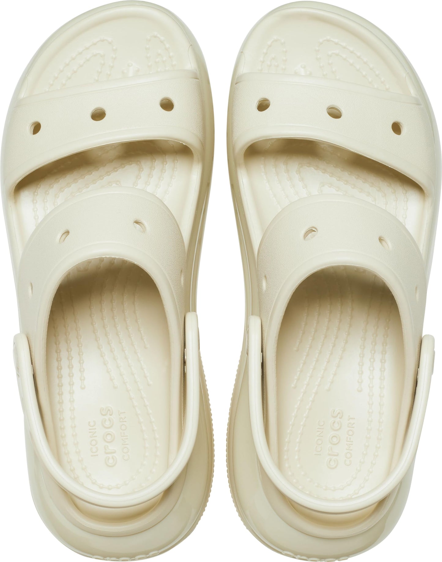 Crocs Classic Mega Crush Platform Sandals Wedge Bone