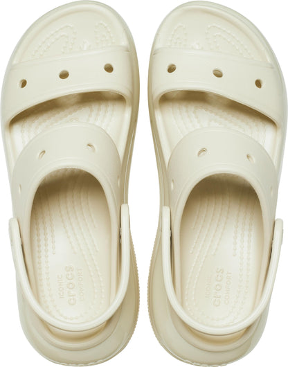 Crocs Classic Mega Crush Platform Sandals Wedge Bone