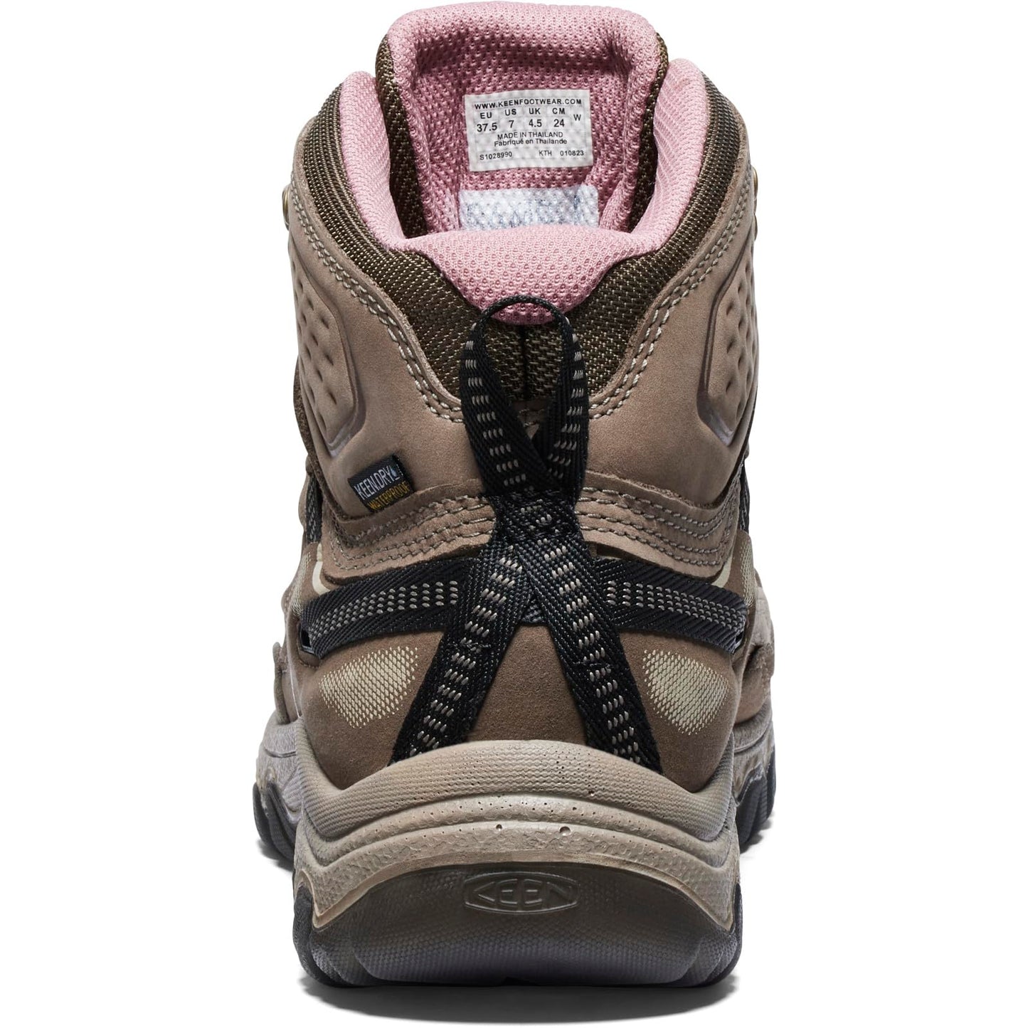 KEEN Women's Targhee 4 Mid Height Durable Comfortable Waterproof Hiking Boots, Brindle/Nostalgia Rose