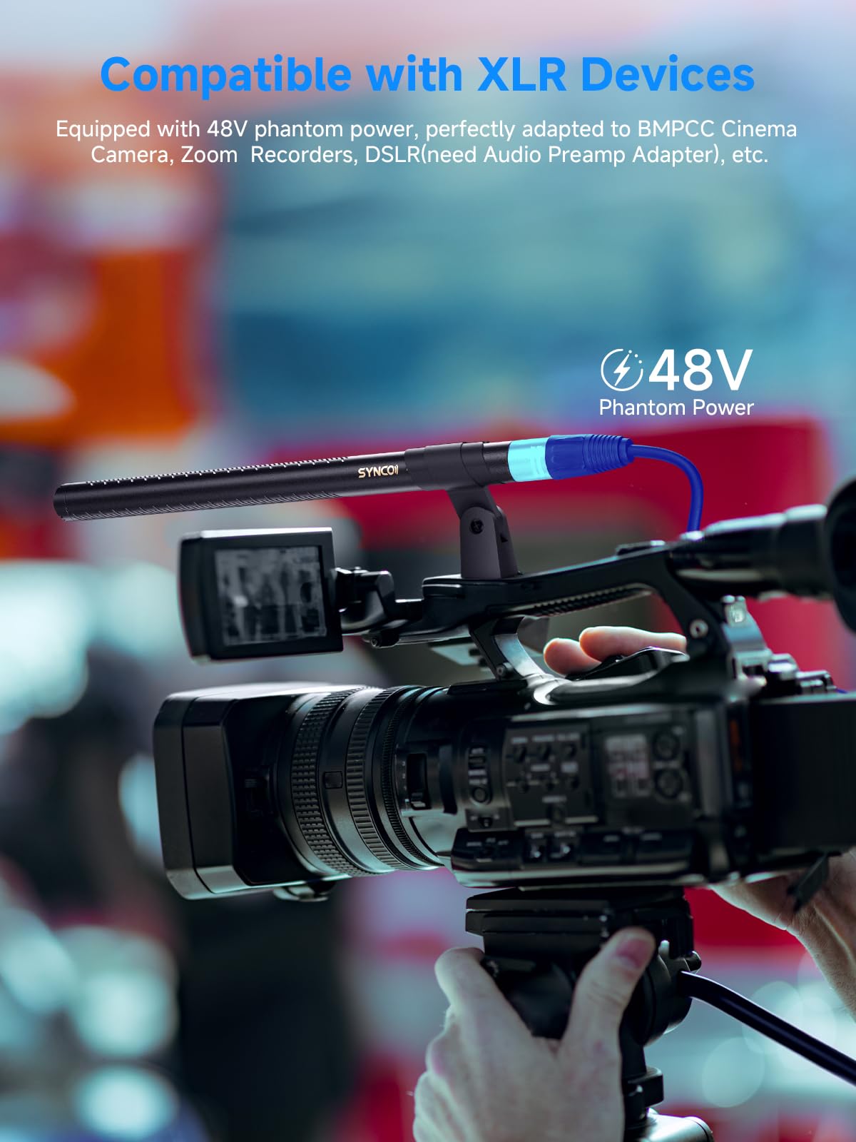 SYNCO D2 XLR Shotgun Microphone, Hypercardioid Condenser Mic for Camcorder, DSLR for Camera Smartphone PC & DSLR Video Recording, Professional Mic for Filmmakers Interviews YouTube & Vlogging