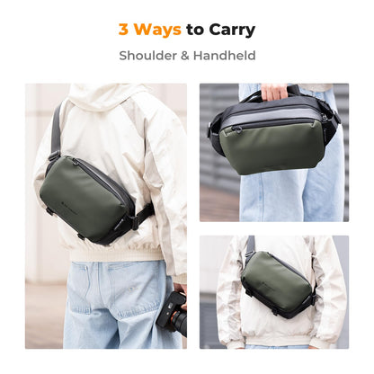 K&F CONCEPT 2 in 1 Sling Bag Everyday Shoulder Bag & Multifunction Photography Crossbody Camera DSLR Backpack Portable Bag Black-Green