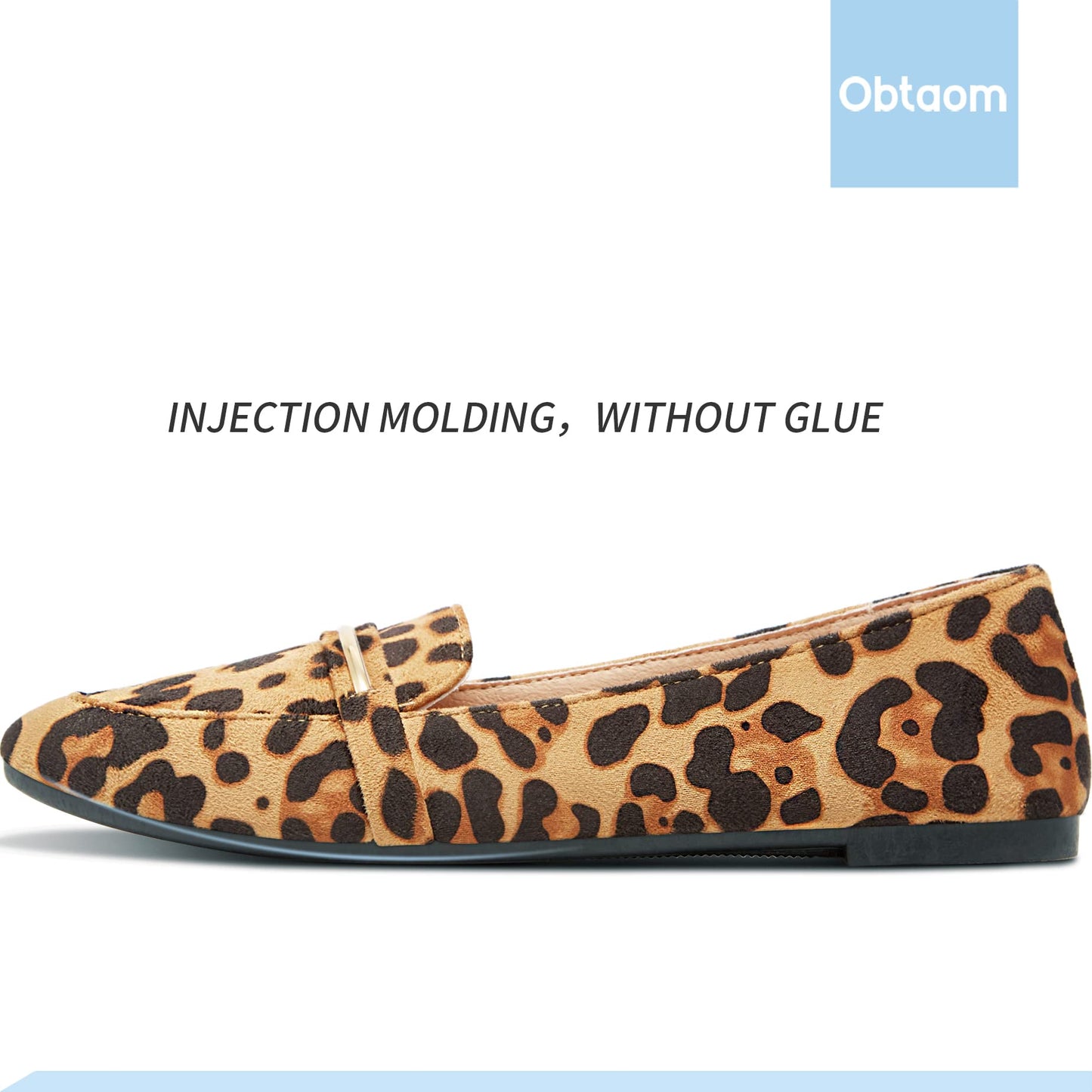 Obtaom Women's Pointy Toe Loafer Flat Comfortable Faux Suede Work Shoes, Cute Penny Loafer Slip On Ballet Flat(Leopard Print, US9)
