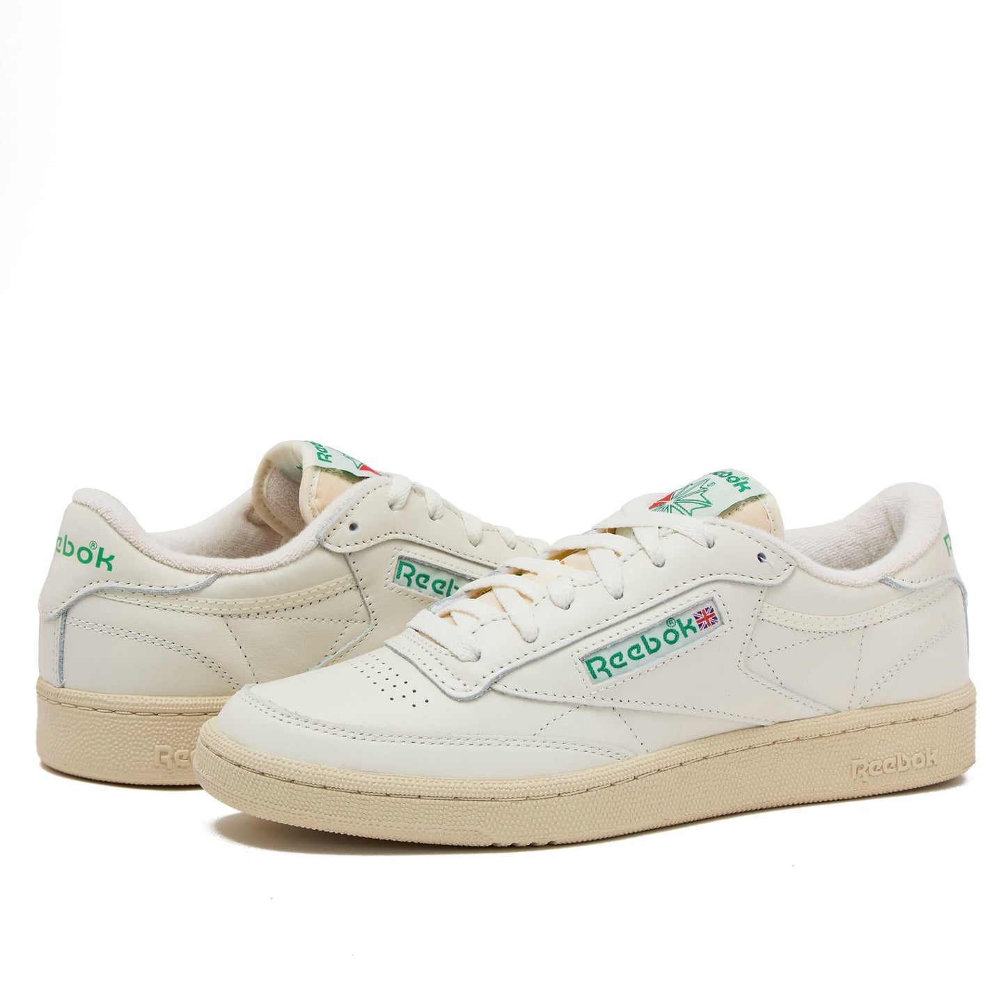 Reebok Club C Vintage Tennis Sneakers for Men, Casual White Mens Shoes, Top-Chalk/Paperwhite/Glen Green