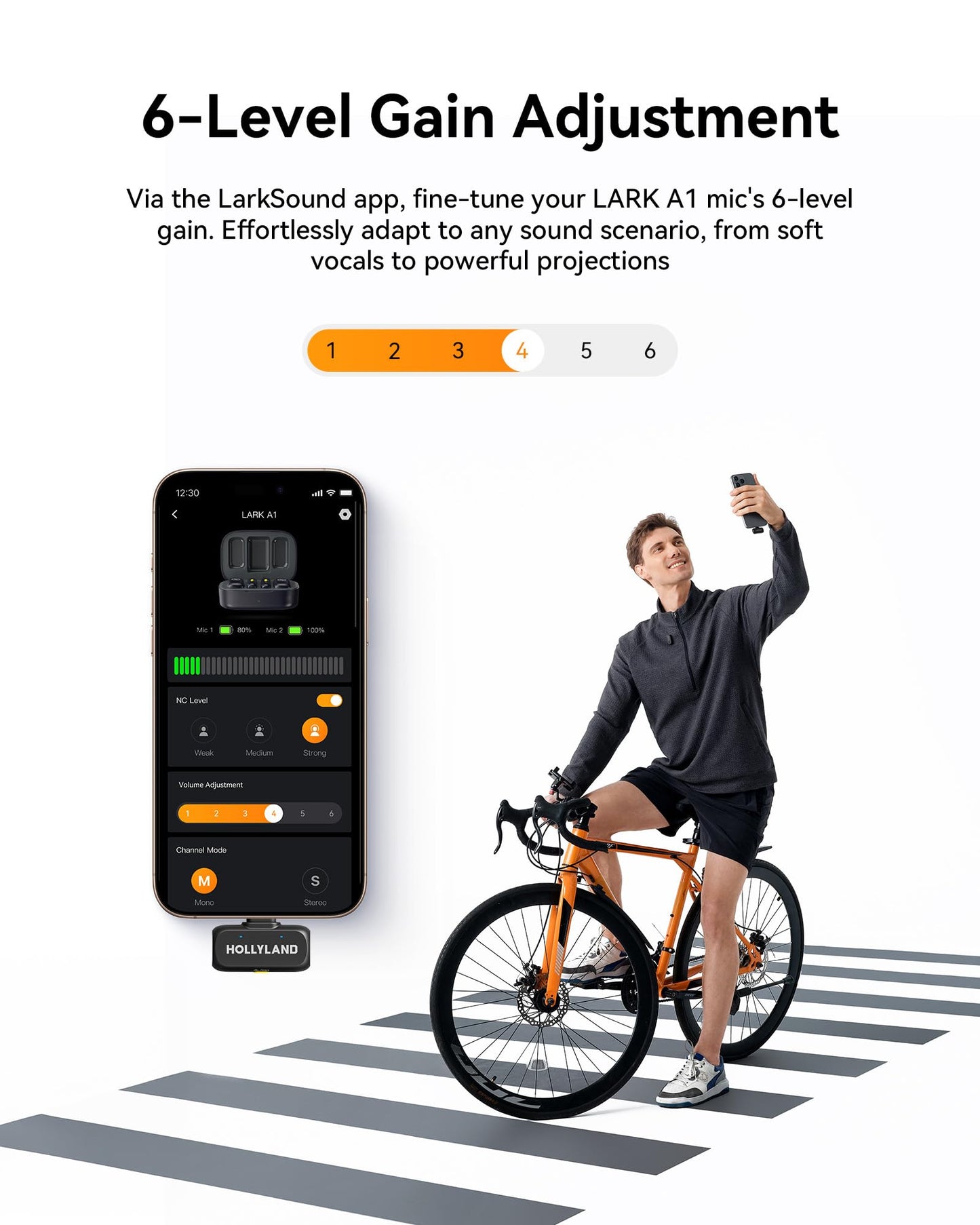 Hollyland Lark A1 Wireless Microphone for iPhone & Android, 48kHz/24-bit Studio Audio, 3-Level Noise Cancellation, 200m Range, Magnetic Mini Mic for Video Recording & Live Streaming (2TX + USB-C RX)
