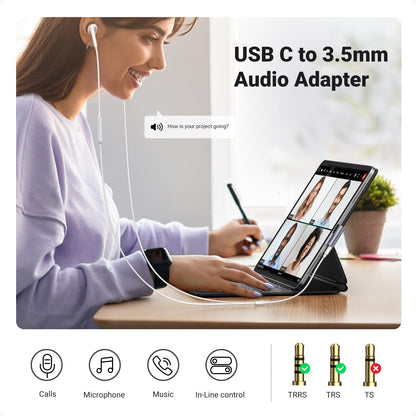 UGREEN Adaptador de Audio USB C a 3.5mm (Gris)