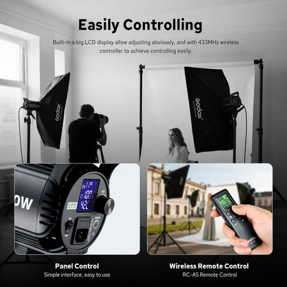 Godox SL-60W SL60W Daylight Led Video Light, 5600K Bright Studio Led Light, CRI95+Qa>90,Wirelessly Adjust Brightness,Bowens Mount LED Continuous Light for Video Recording Wedding Outdoor Photography