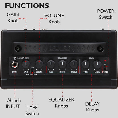 Boss Amplificador Combo para Guitarra Katana Mini (Paquete de Accesorios)