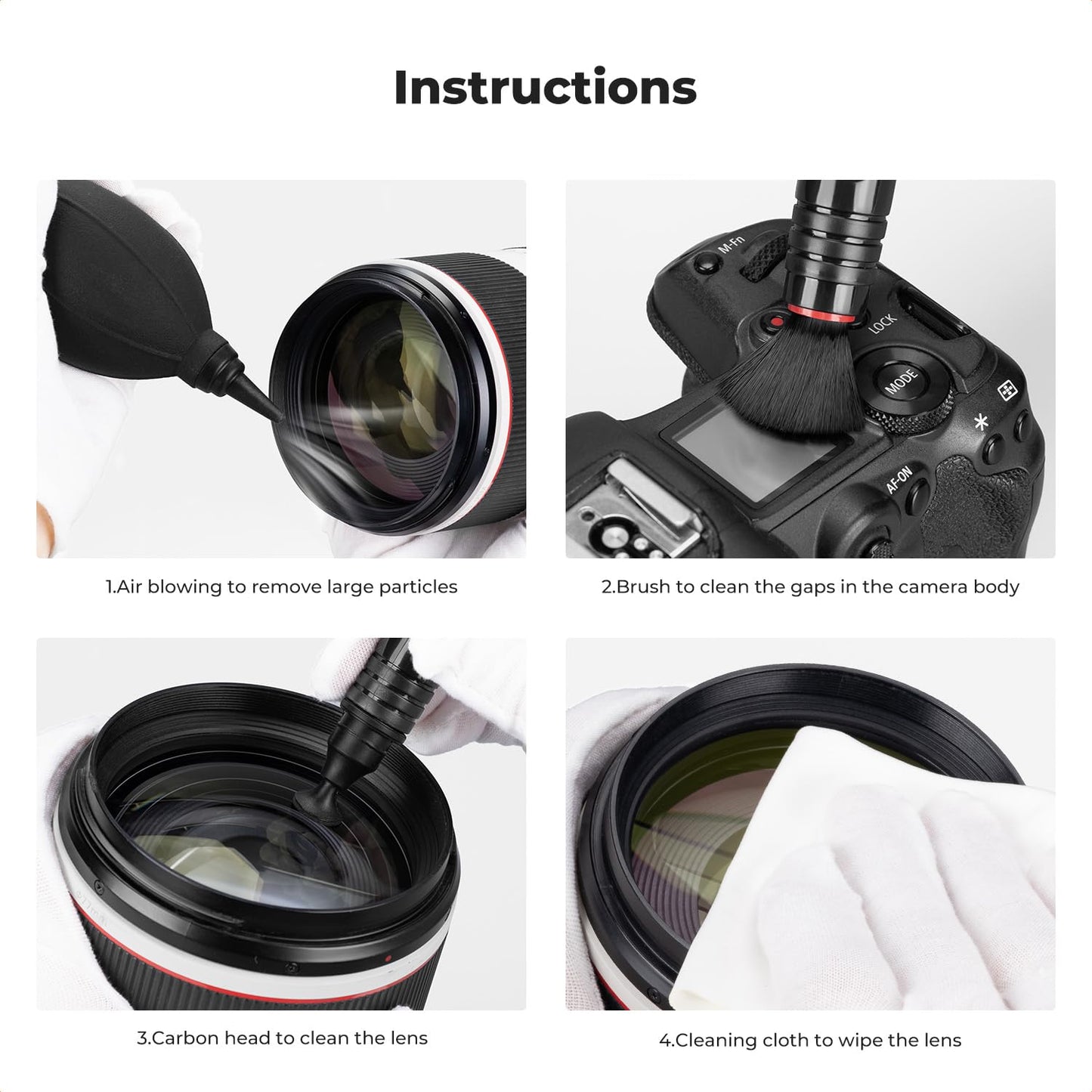 K&F CONCEPT 4-in-1 Camera Lens Cleaning Kit with Lens Cleaning Pen, Camera Air Blower, Microfiber Cleaning Cloth, Lens Cleaner Kit for Canon Nikon Pentax Sony DSLR Camera Lens Filter Cell Phones