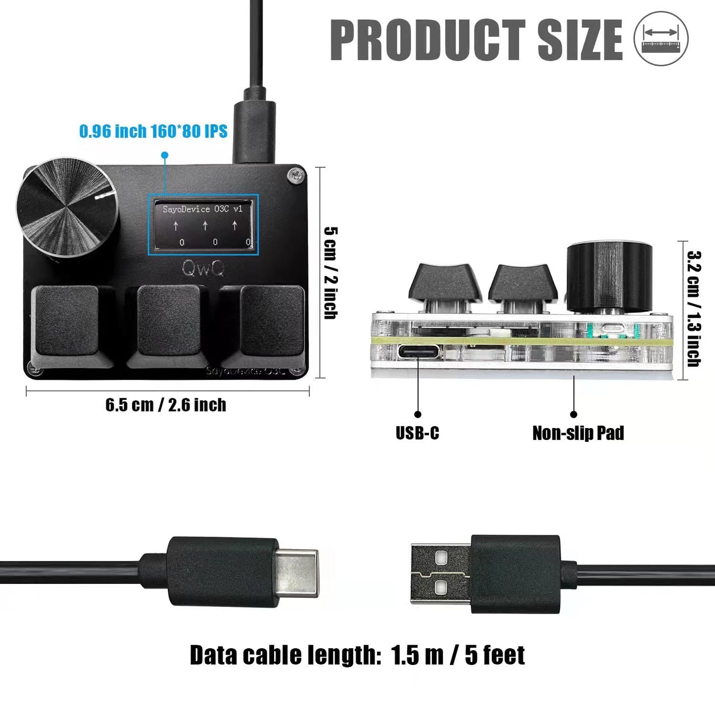 BTXETUEL Miniteclado SayoDevice O3C para OSU (Con Pantalla y Perilla)