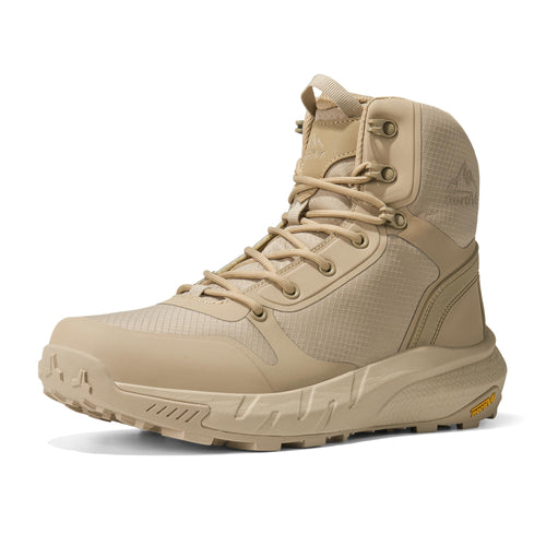 NORTIV 8 Men's Military Tactical Boot Lightweight Comfortable Boots for Work All Day Side Zipper Motorcycle Combat Hiking Boots Metrostrike(8-9 Inches), Sand