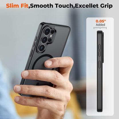 SUPFINE Magnetic for Samsung Galaxy S26 Ultra Case with Screen Protector, (Built-in Magnets) (Military Grade Drop Protection) Slim Translucent Shockproof Phone Case,Black