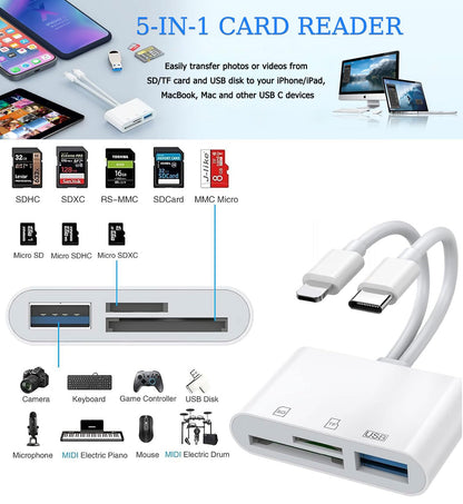Lector de Tarjetas SD USB C / Adaptador de Doble Puerto Lightning