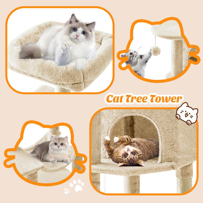 Sweetcrispy Torre de Escalada para Gatos 44" (Beige)