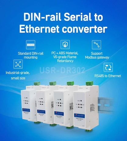 PUSR Convertidor de Carril DIN RS485 a Ethernet (USR-DR302)