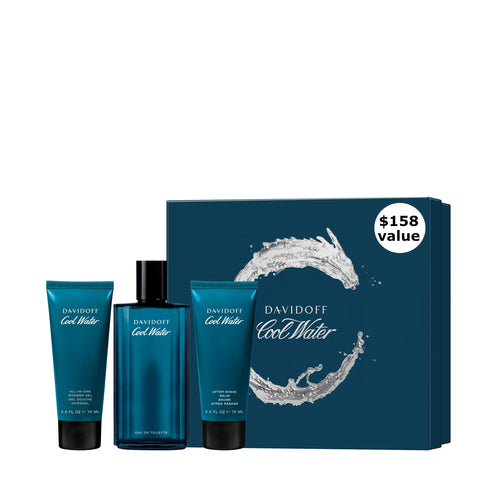 Davidoff Set de 3 Piezas Cool Water para Hombre (4.2 oz, 2.5 oz y 2.5 oz / EDT)
