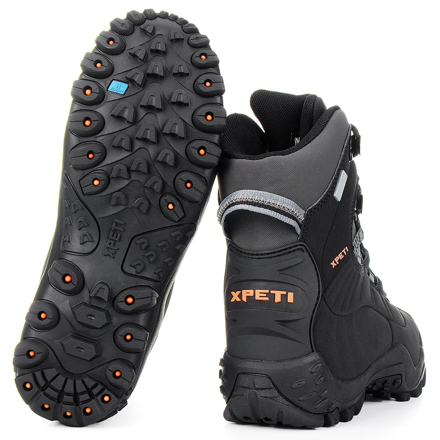 XPETI Men’s Thermator Mid-Rise Waterproof Hiking Boot Insulated Non-Slip Black 8