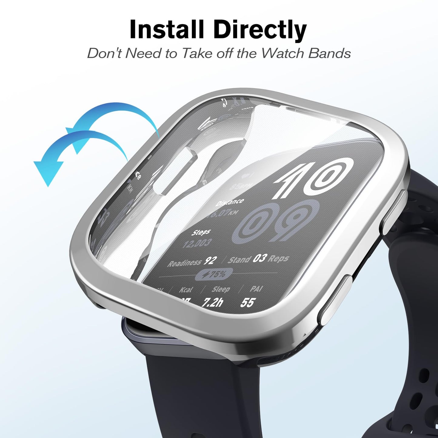 Fintie Fundas Protectoras de Pantalla para Amazfit Bip 6 (Paquete de 3 / Negro, Transparente, Plateado)