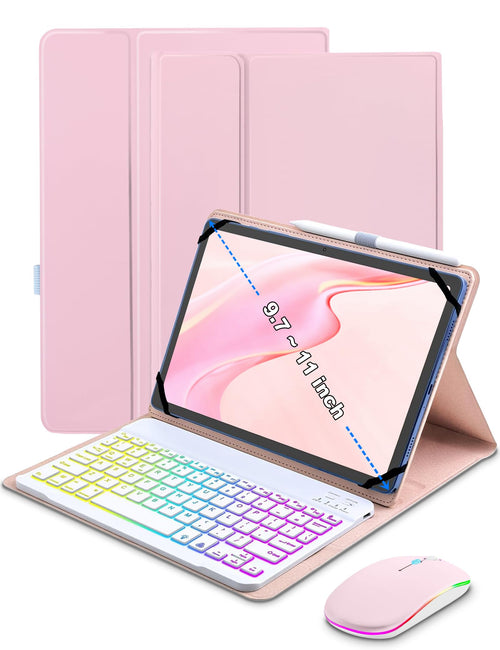 XCHYTECHER Funda con Teclado Universal para Tabletas (Rosa)
