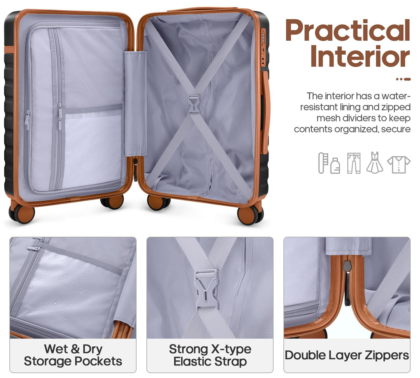 UKEIN Set de Equipaje de 3 Piezas (20" / Negro)