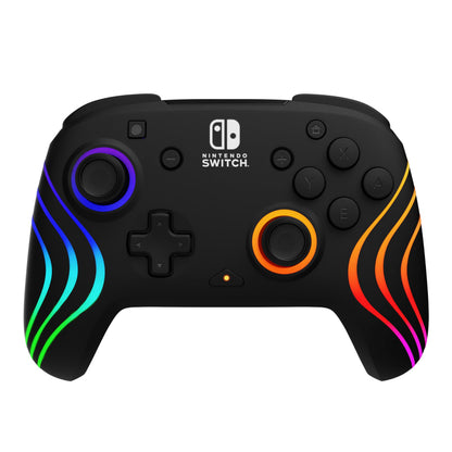 PDP Gaming Afterglow Wave Wireless Nintendo Switch Pro Controller - Officially Licensed, Nintendo Switch 2, Switch Lite/OLED, RGB LED Customization, App Controls, Rechargeable Battery Power - Black