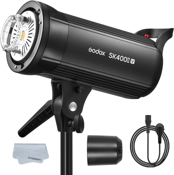GODOX SK400II-V (New Upgrade) 400Ws Bowens Mount Photo Studio 2.4GHz GN65 Built-in LED Modeling Lamp 5600±200K Strobe Light Photography Lamp for Product/Wedding/Portrait