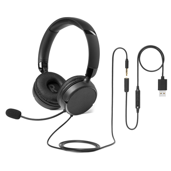 Amazon Basics Auriculares con Cable para Computadora (Negro)