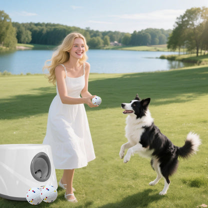 ZAPELL Lanzador de Pelotas Automático para Perros (Blanco y Gary)
