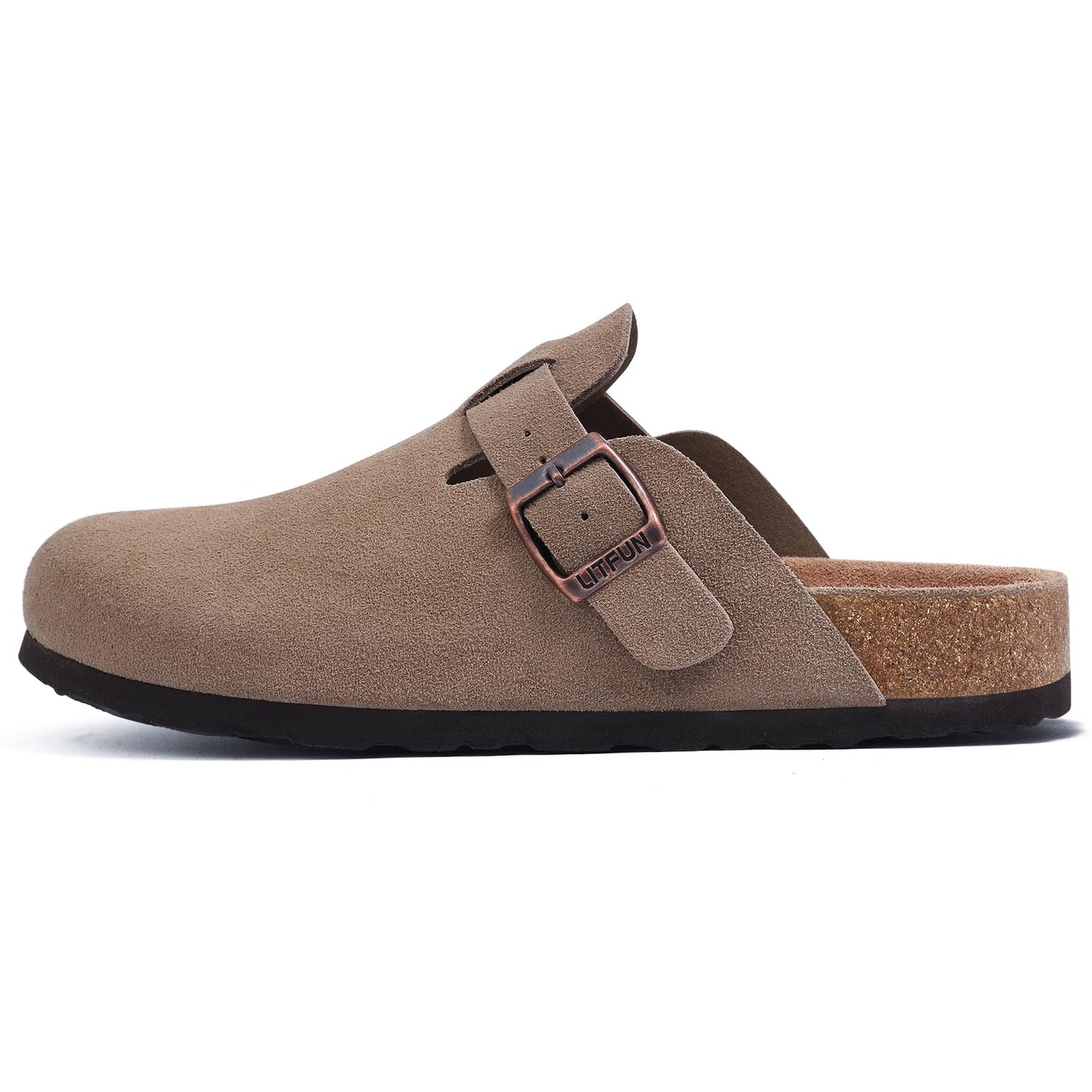 Litfun Unisex Genuine Suede Clogs Soft Footbed Leather Potato Shoes Comfort Slip On Clogs with Arch Support, Mocha