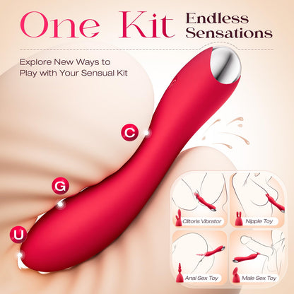 MOOLIGIRL Set de Vibrador del Punto G a Prueba de Agua (Red)