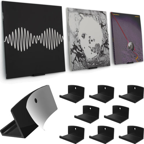 Modern JP Soportes de Pared Adhesivos para Vinilos (Paquete de 8 / Negro)