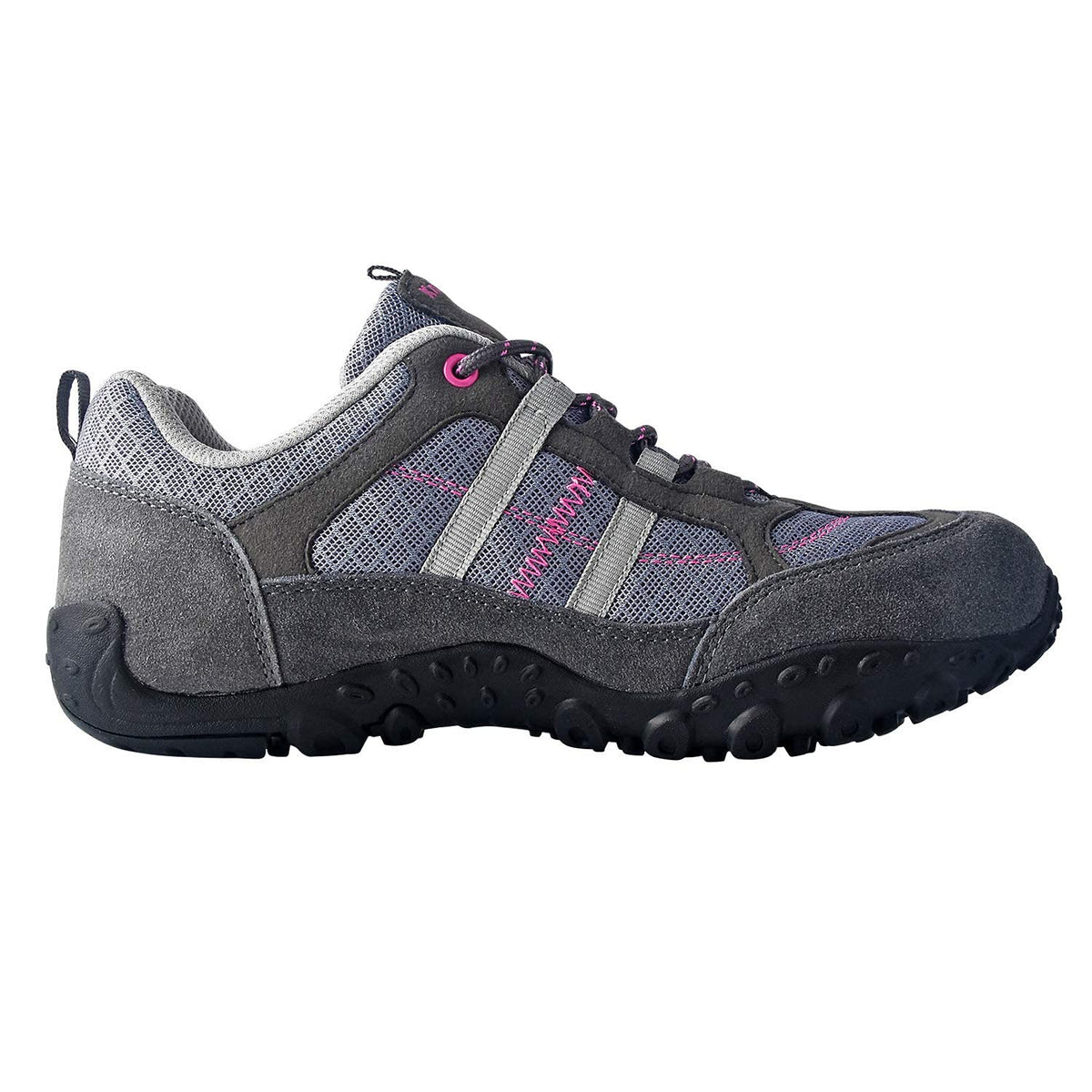 Knixmax Women's Hiking Shoes, Lightweight Low-Top Outdoor Walking Shoes with Suede Leather & Textured Rubber Outsole, Breathable Trail Shoes for Hiking Trekking Camping Grey