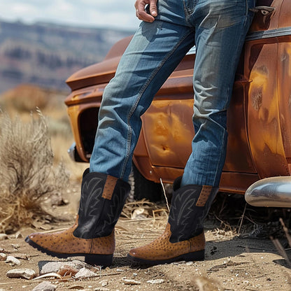Rollda Botas Vaqueras para Hombre (Talla 10 / Marrón y Negro)