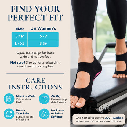 Tucketts Calcetines de Yoga sin Dedos Allegro (Paquete de 3 / S/M)