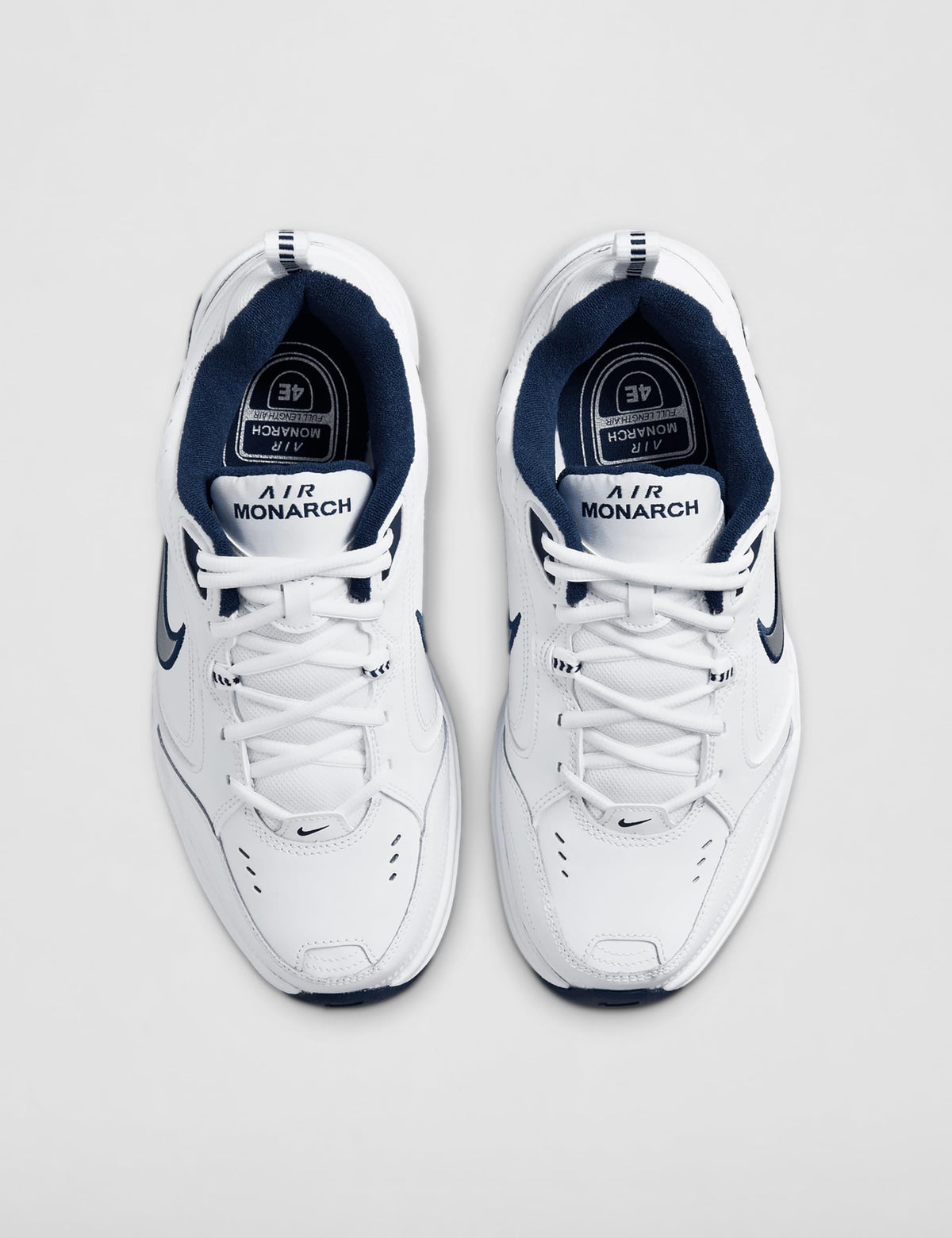 Nike Men's NIKE AIR MONARCH IV (4E) RUNNING SHOES -11; White / Metallic Silver-Midnight Navy