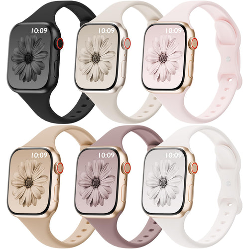 Correas Delgadas Deportivas de Silicona para Apple Watch (Paquete de 6)