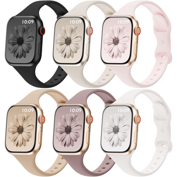 Correas Delgadas Deportivas de Silicona para Apple Watch (Paquete de 6)