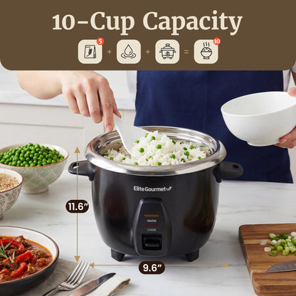 Elite Gourmet Olla Arrocera Eléctrica (Negro / Modelo ERC2010B#)