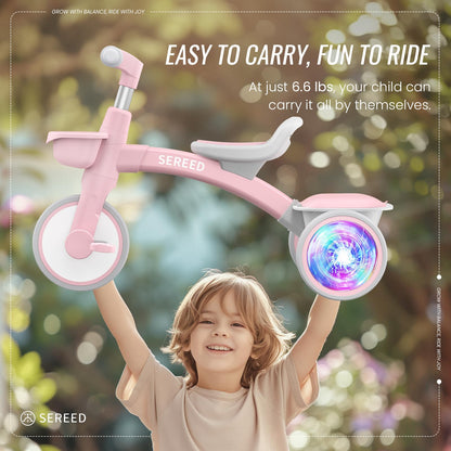 SEREED Triciclo para Niños Pequeños con Iluminación Colorida (Pink)