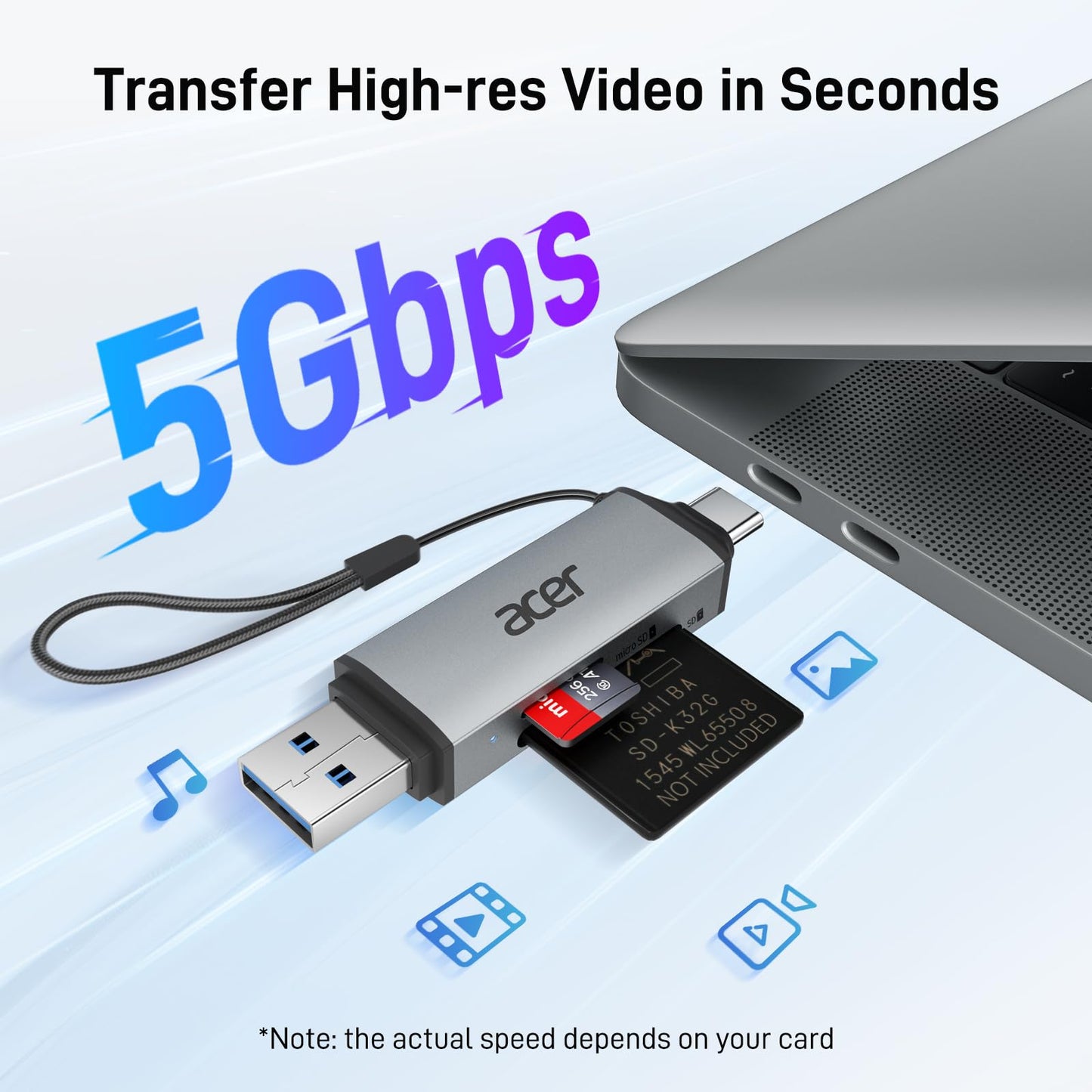 acer Lector de Tarjetas SD USB C de Doble Ranura