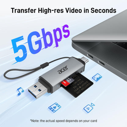 acer Lector de Tarjetas SD USB C de Doble Ranura
