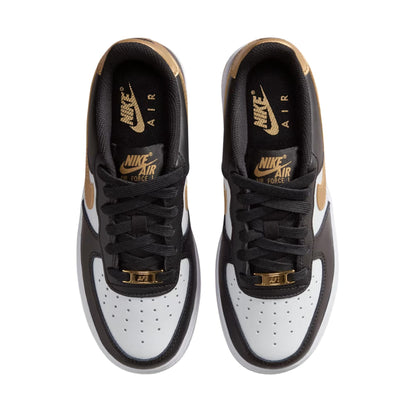 Nike Air Force 1 Big Kids' Shoes (Black/Black/White/Metallic Gold)