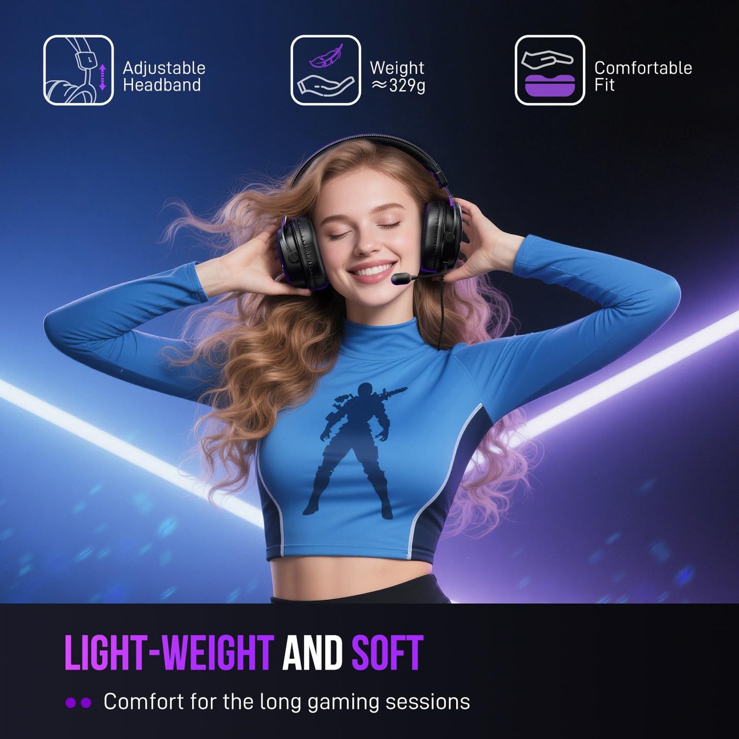 FIFINE Wired Gaming Headset, Gamer Headset with 3.5mm and USB Dual Connectivity, 7.1 Surround Sound, Tuned 50mm Drivers, Detachable Mic, Over-Ear Headphones for PC/PS5/Xbox, Black-AmpliGame H9