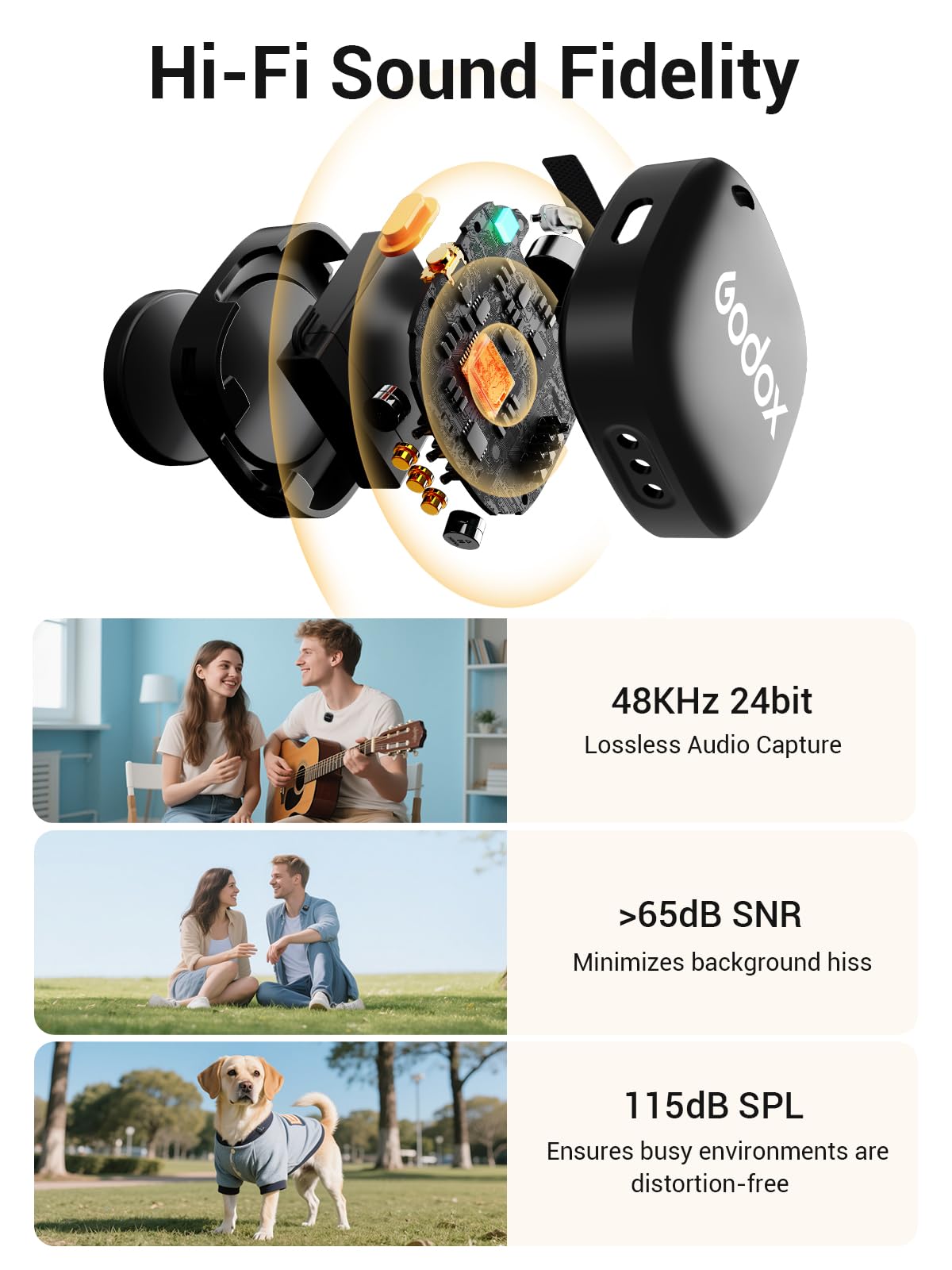 GODOX C01 KIT2 Wireless Microphone, 48kHz/24-bit Professional Lavalier Mic 60W Fast Charging Mini Microphones 7g Ultralight,54H,Noise Reduction,200M Low Latency (2TX+1RX+USB-C+Charging Case)